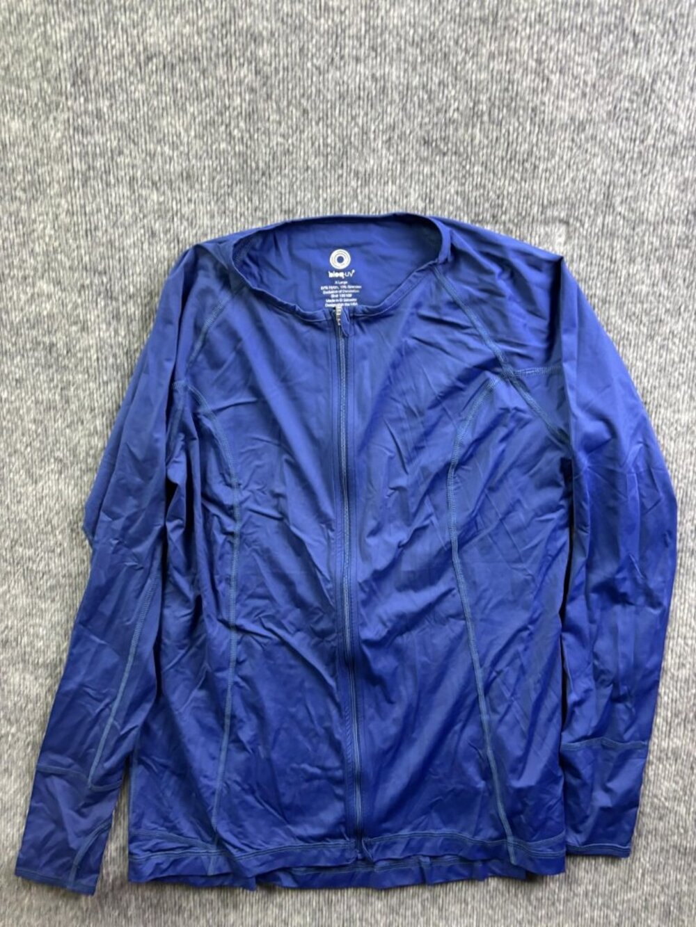 BloqUV Shirt Womens XL Blue Full Zip‎ Lightweight Stretch Sun Protection Running